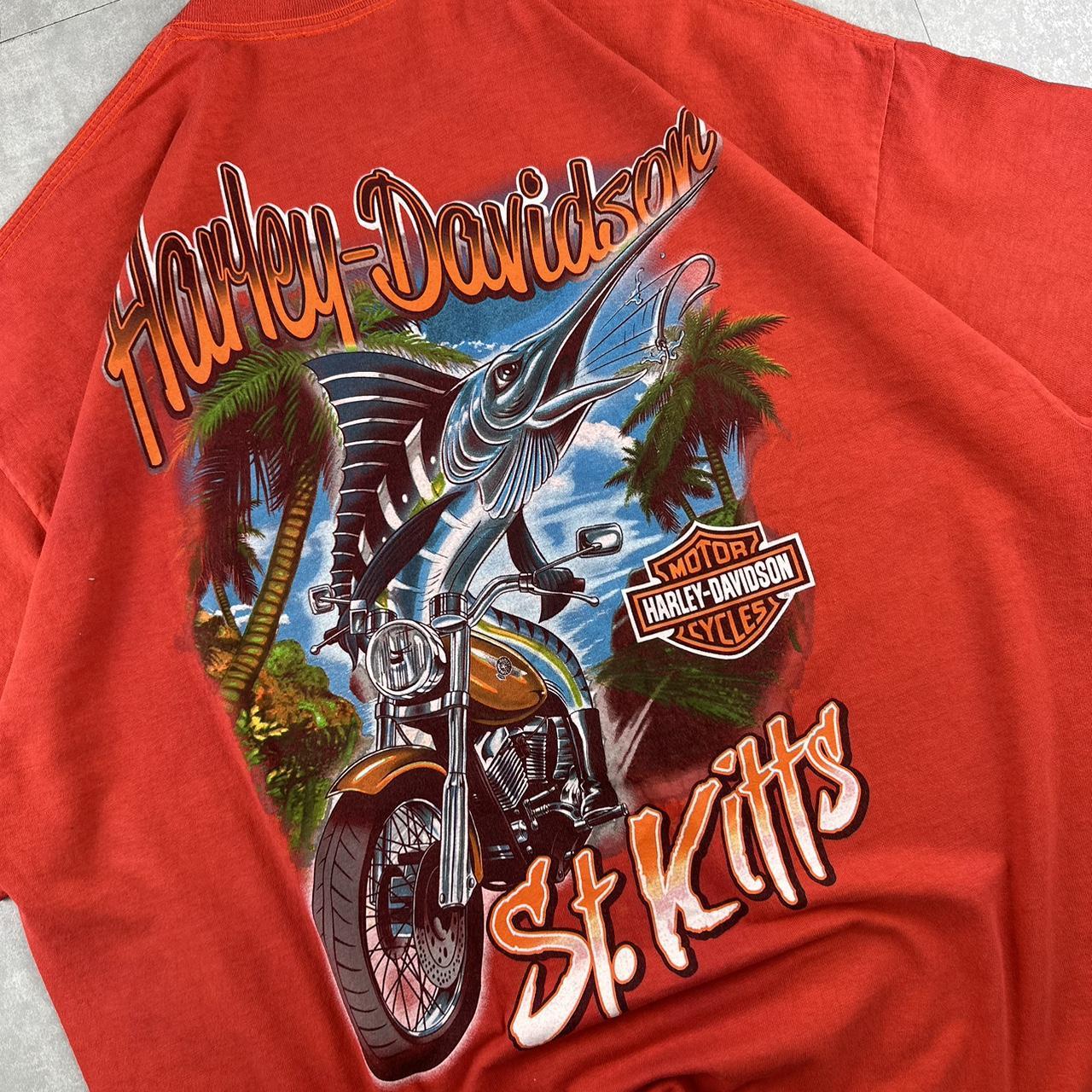 Harley Davidson X St Kitts 2000s biker spellout T shirt