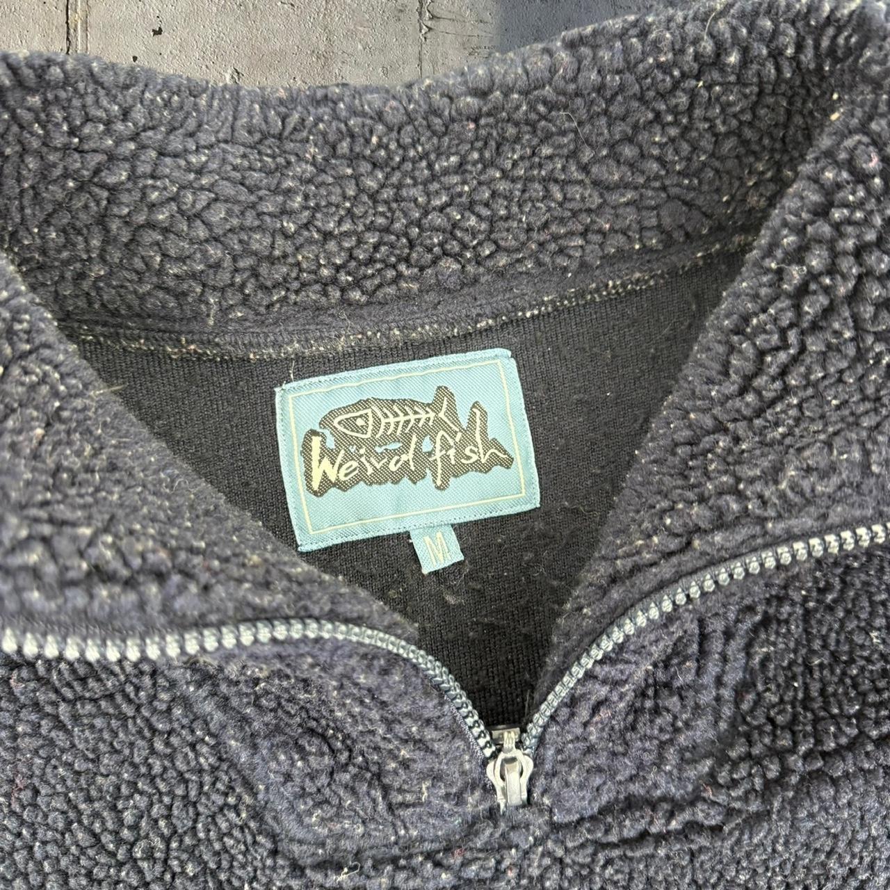 Weird Fish Vintage y2k 1/4 zip black Sherpa pile Surfwear fleece