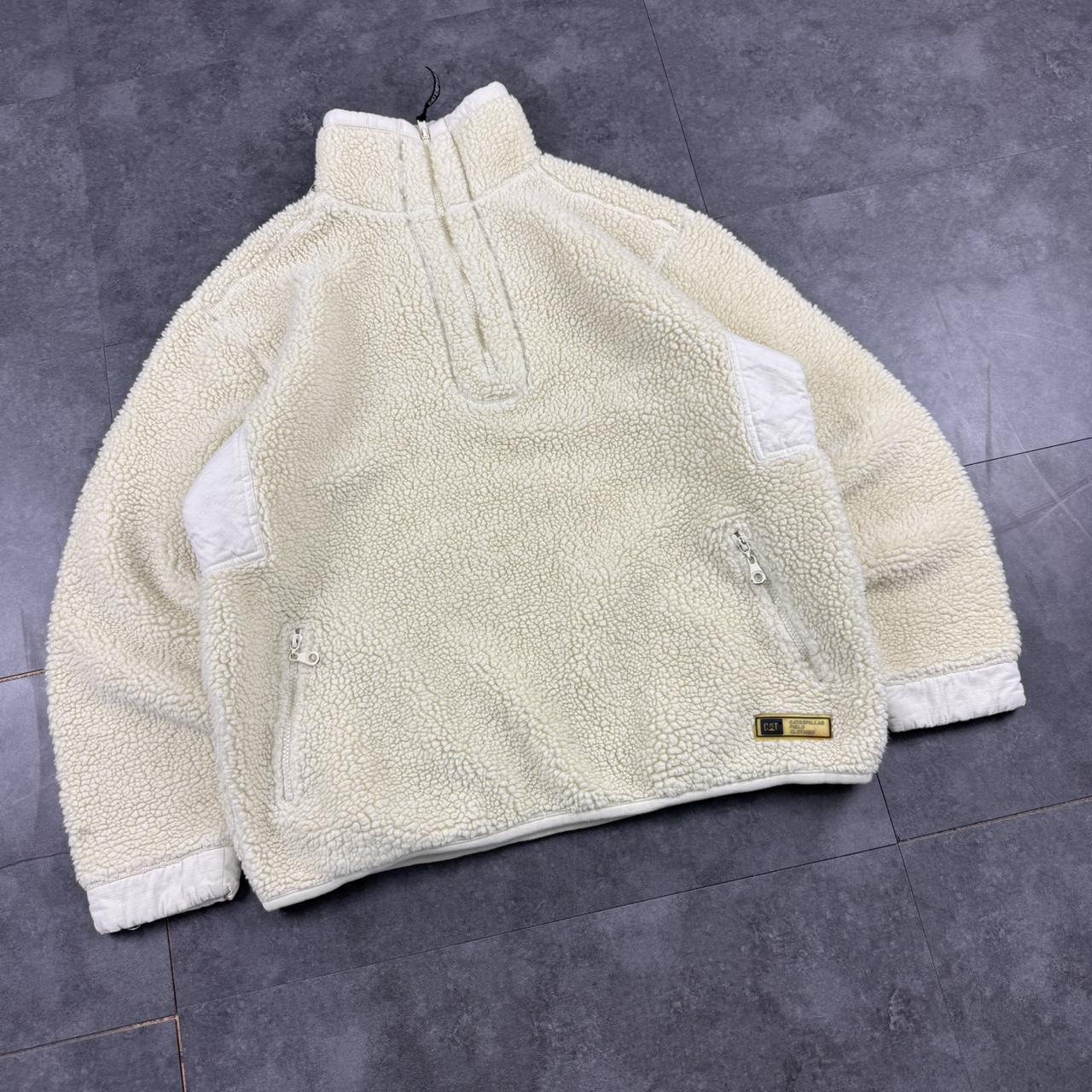 Vintage 2000s CAT workwear cream outdoor Sherpa fleece