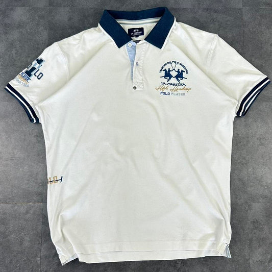 La Martina 2000s Jockey shirt Spellout graphic collared polo T shirt