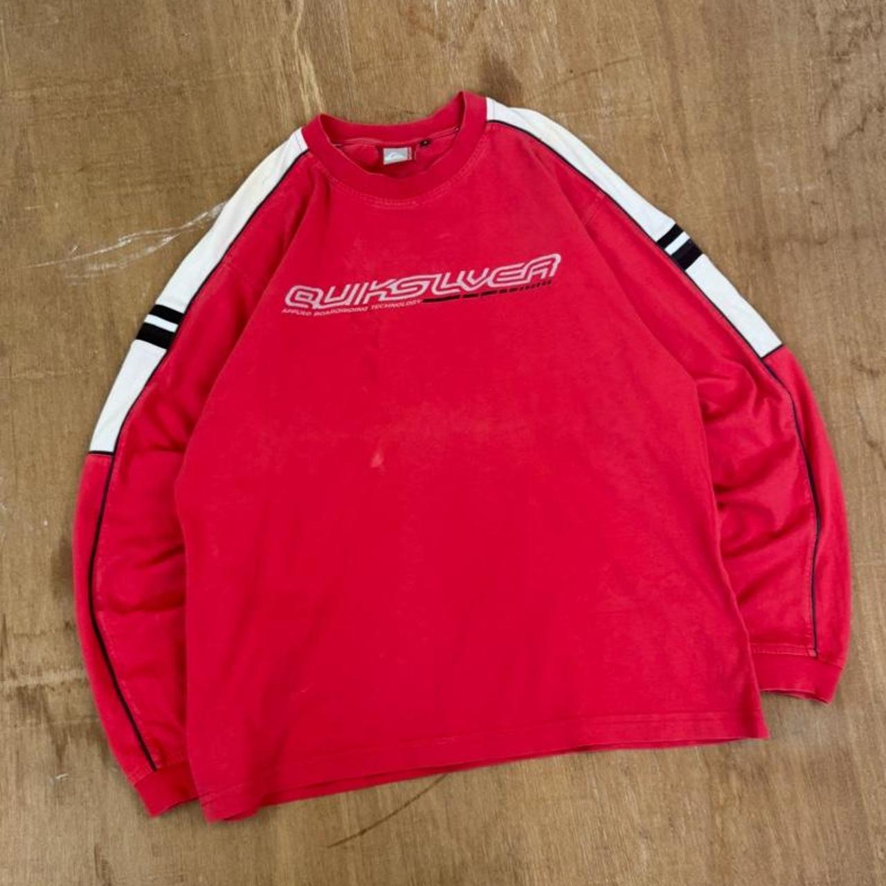 Quiksilver Surfwear red and white Y2K long sleeve shirt