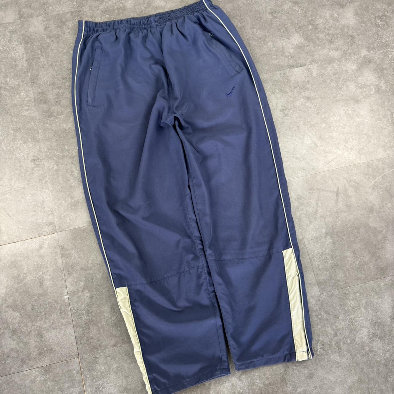 Nike blue grey 2000s baggy vintage sportswear adjustable track pants