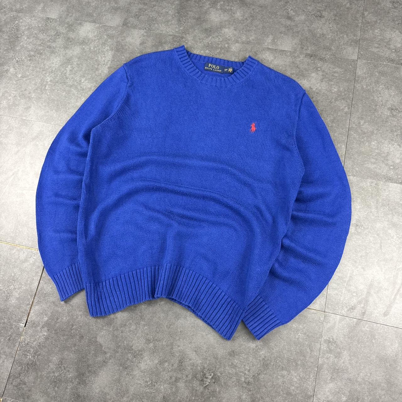 Polo Ralph Lauren 90s chunky knit knitted heavyweight blue jumper