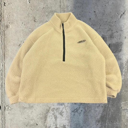 Vintage y2k 1/4 zip cream Sherpa pile fleece