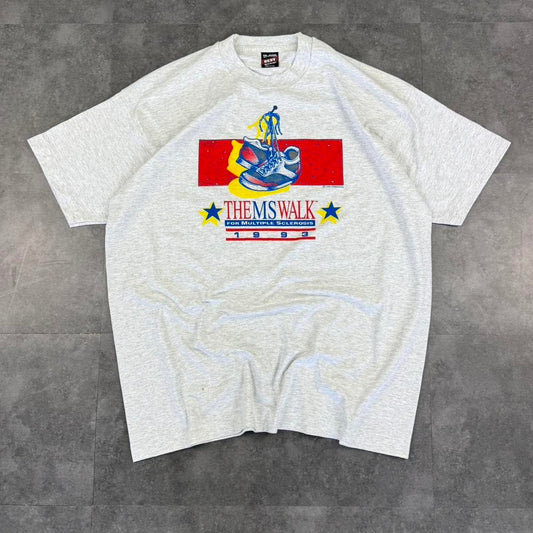 Fruit of the loom BEST Grey Vintage MS Walk print 90s Single Stitch Graphic print T-Shirt