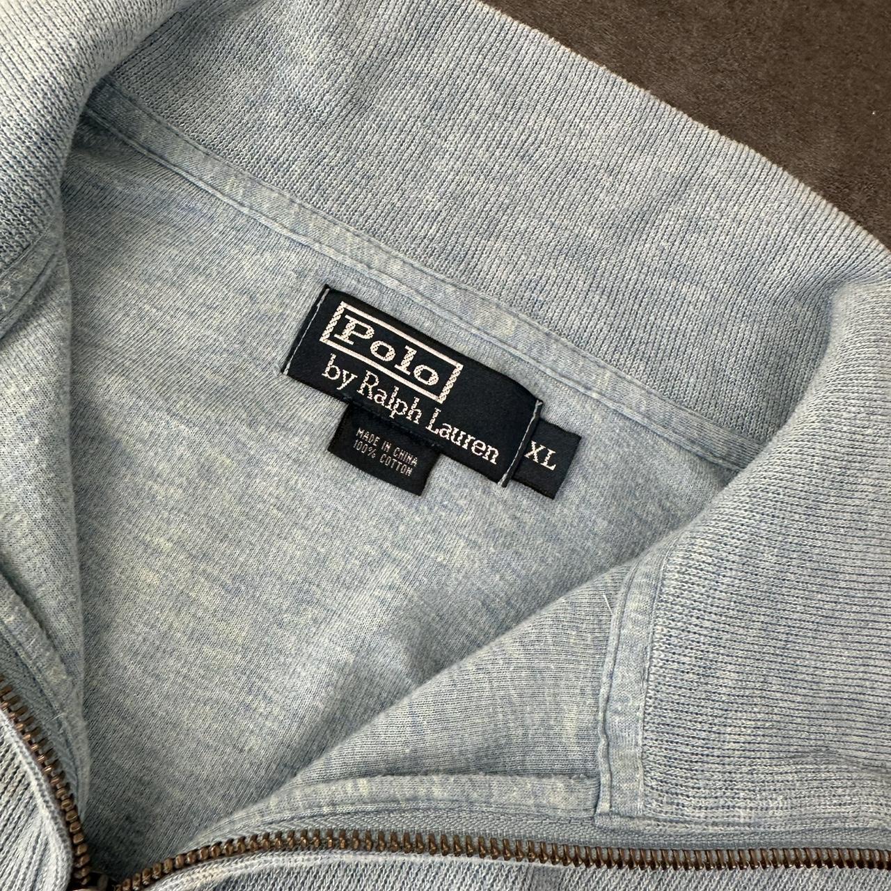 Polo Golf Ralph Lauren 90s chunky knit light blue pullover rip knit quarter 1/4 zip jumper