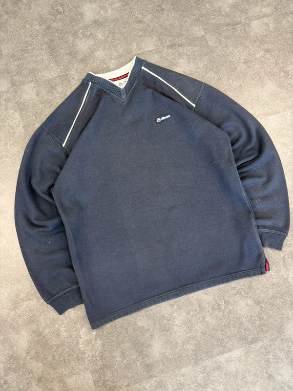 Ellesse 90s Vintage Sweatshirt y2k Embroidered Sweatshirt V Neck