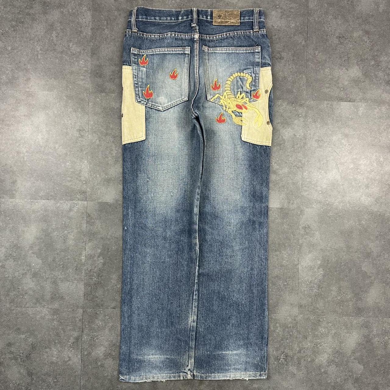 Japanese style hiphop 2000s embroidered jeans