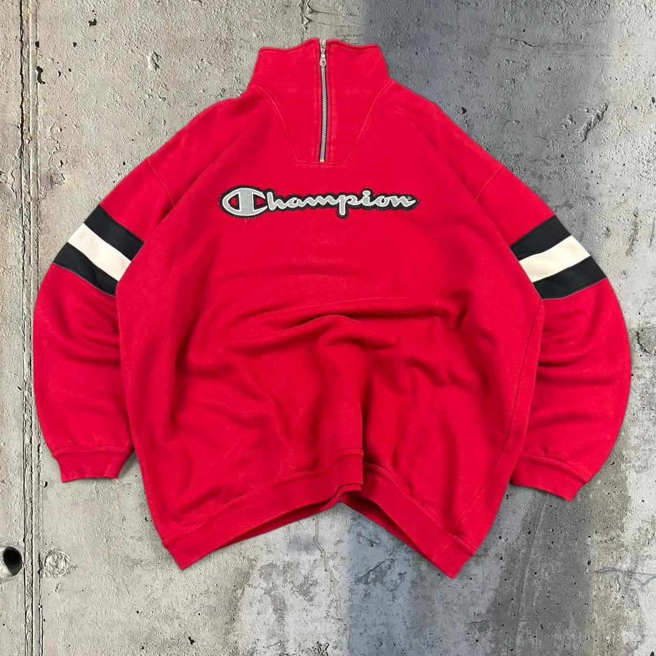 Champion 1/4 zip 2000s vintage sportwear big Logo embroidered zip up sweatshirt