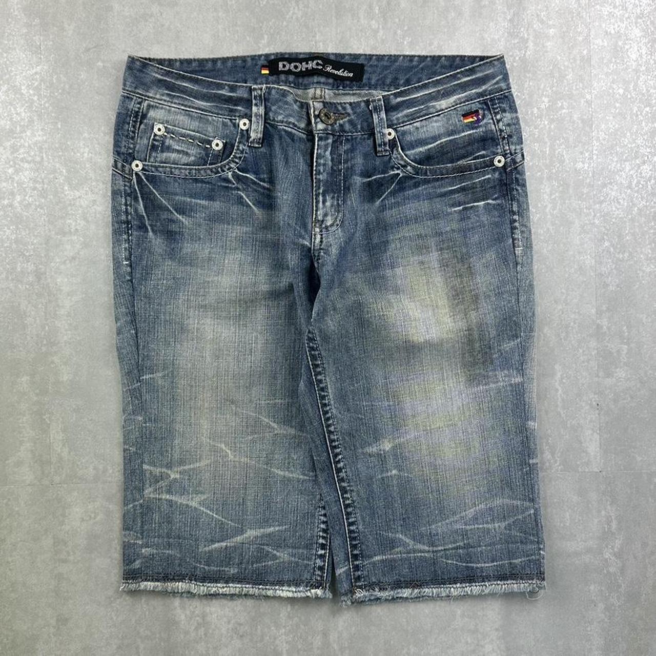 German rave style distressed 2000s spellout carpenter fit skate jorts