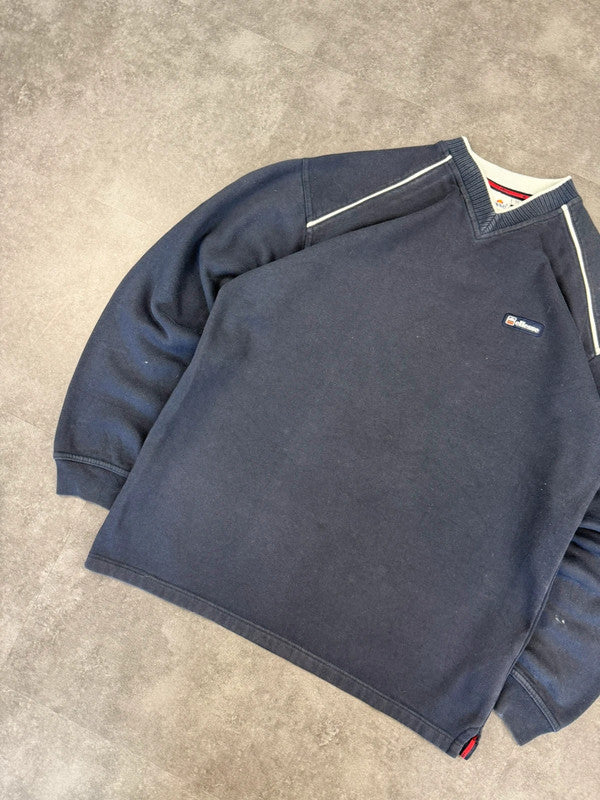 Ellesse 90s Vintage Sweatshirt y2k Embroidered Sweatshirt V Neck