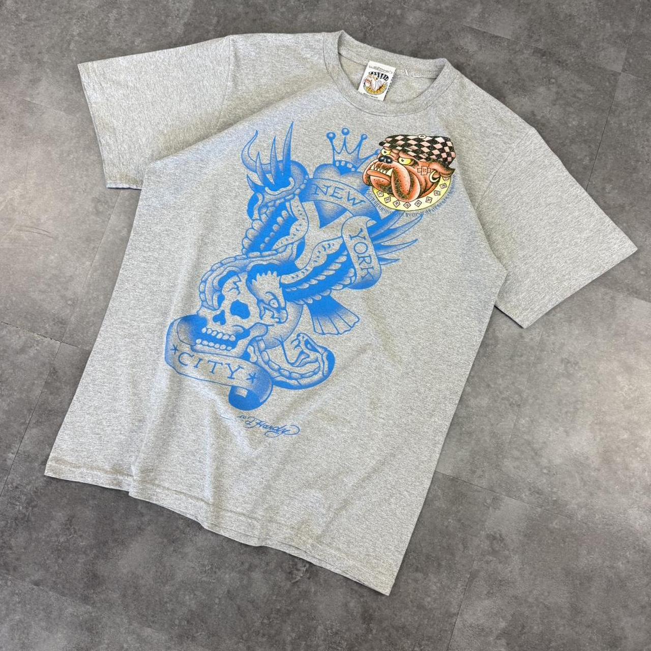 Ed Hardy New York 2000s vintage grunge bulldog spellout T shirt