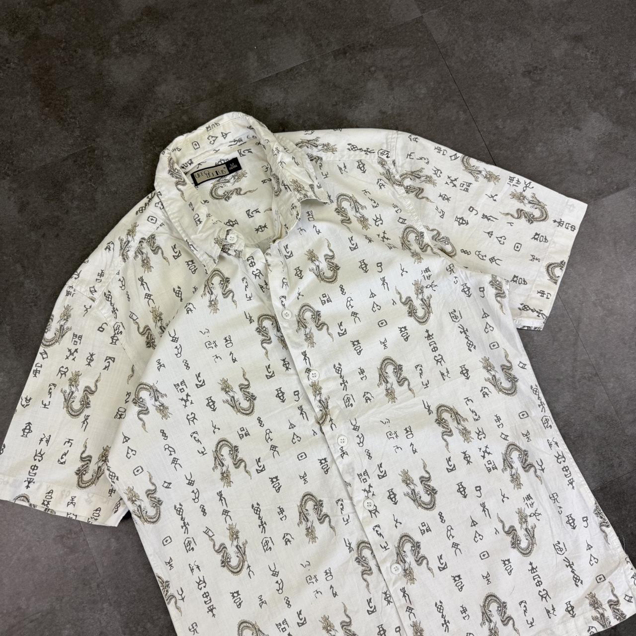 UKFO Club 2000s vintage 90s Y2K lightweight Summer flames hiphop Skater button down bowling Shirt