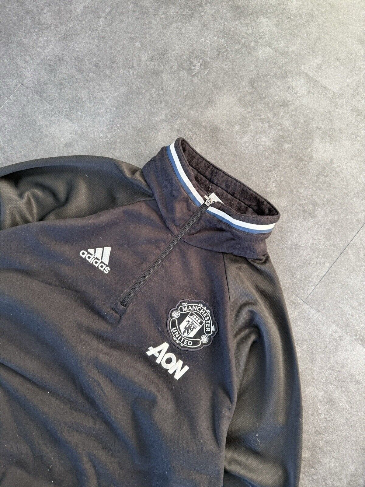 Adidas Manchester United 1/4 Zip Fleece Climawarm Training Top Jumper Black XL