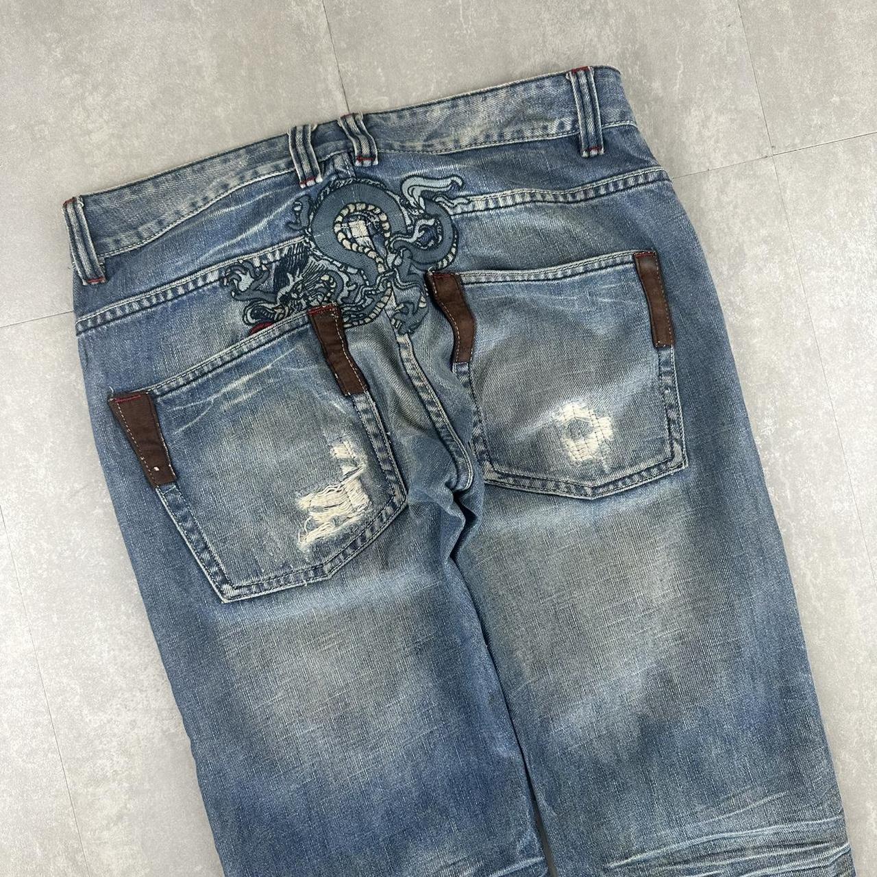 Japanese 2000s embroidered jeans