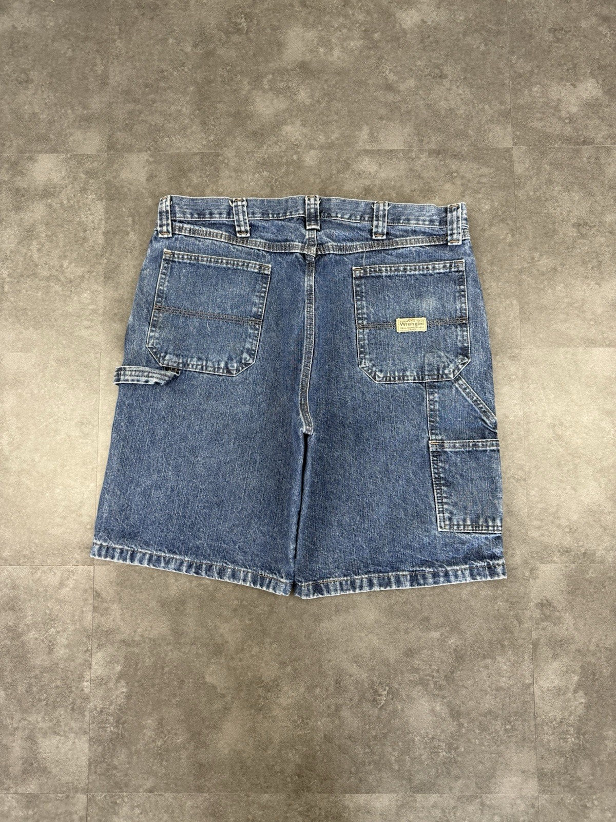 Wrangler Dungaree Vintage Baggy Carpenter 90s Y2K Denim Jorts Shorts Workwear 36