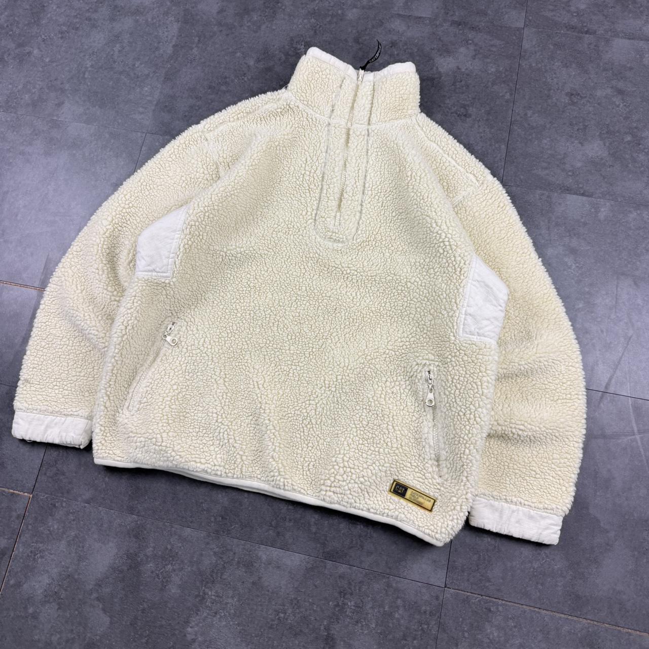 Vintage 2000s CAT workwear cream outdoor Sherpa fleece