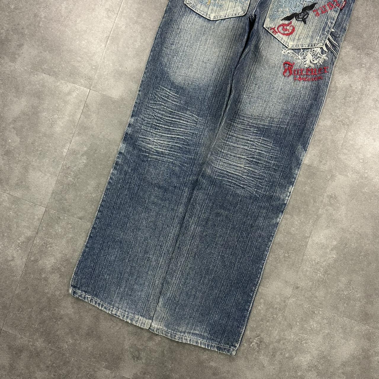 Japanese style hiphop 2000s embroidered jeans