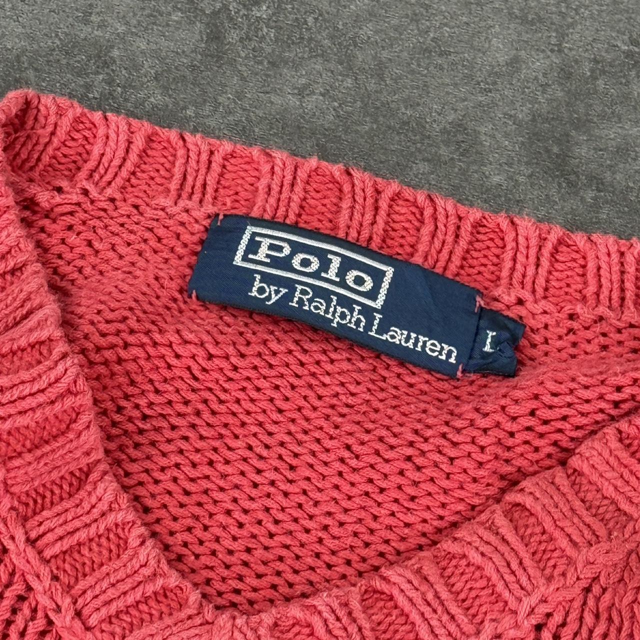 Polo Ralph Lauren 90s chunky knit heavyweight red v neck jumper