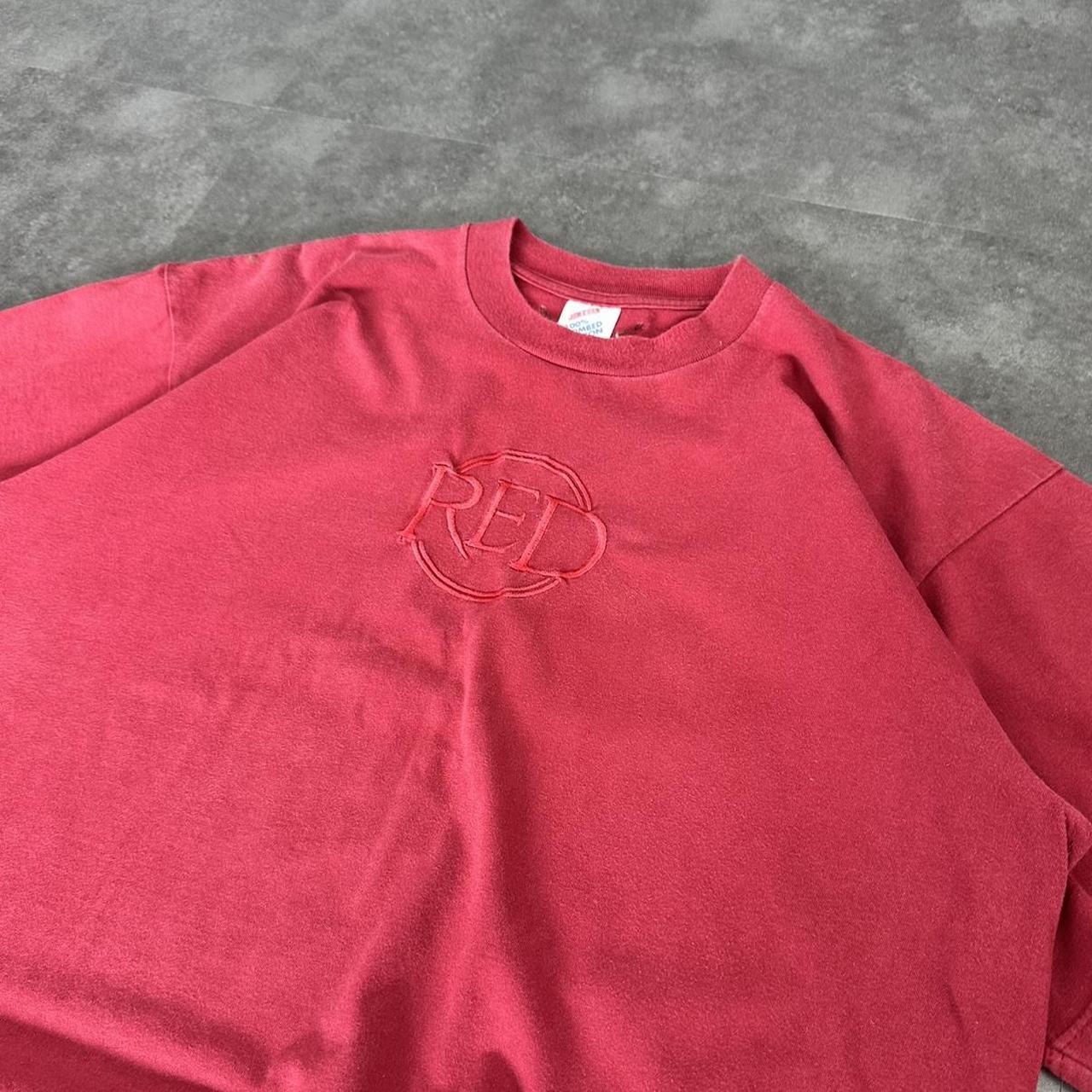 Simply Red T 2000s Y2K front and back logo embroidered design