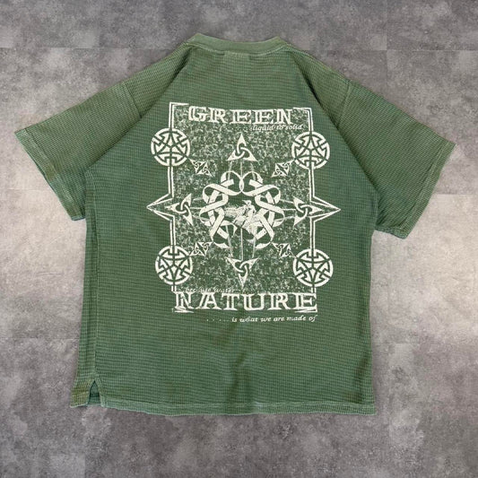 2000s waffle knit vintage 90s Y2K grunge skull gothic grunge hiphop Skater T-Shirt