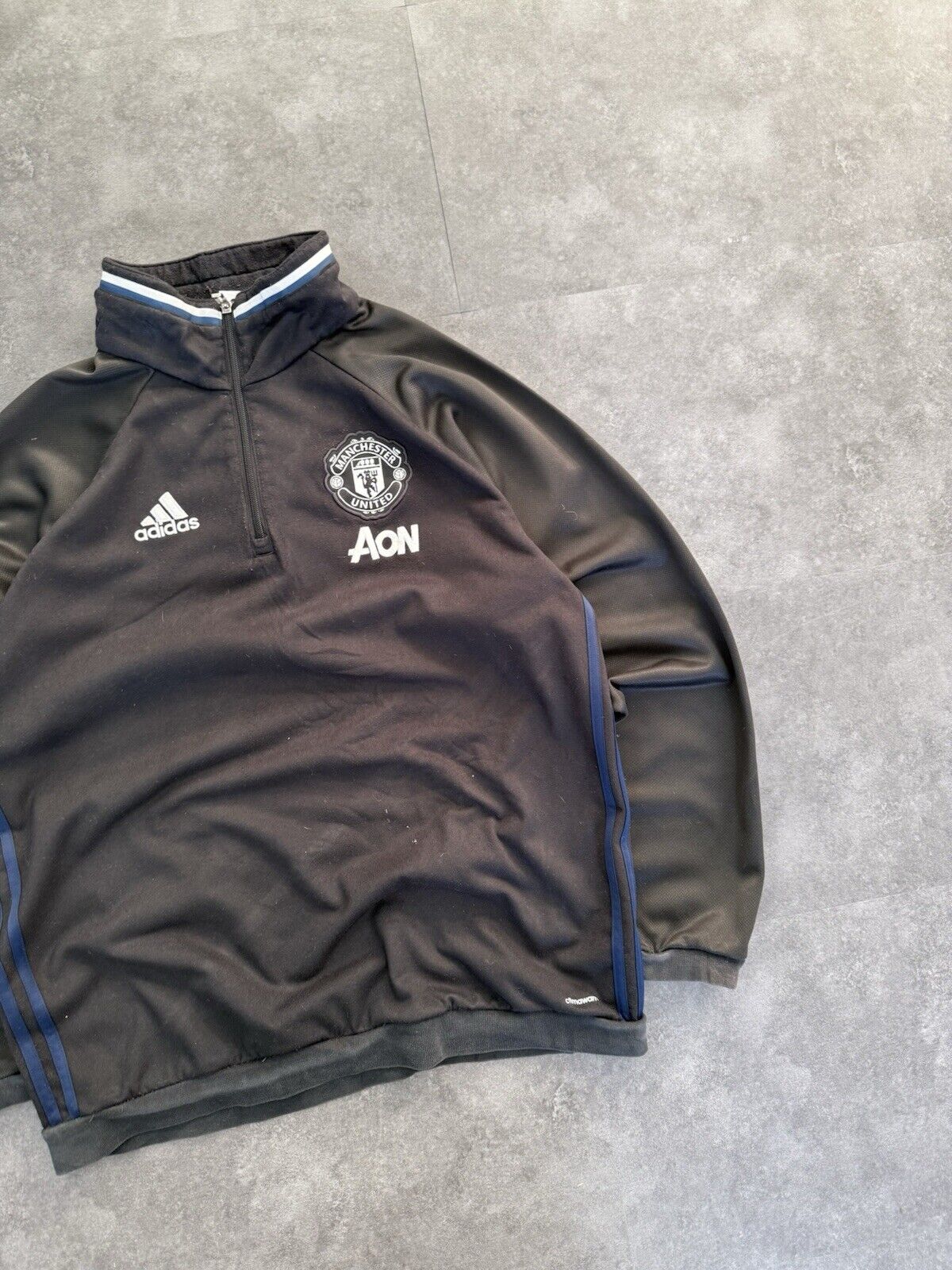 Adidas Manchester United 1/4 Zip Fleece Climawarm Training Top Jumper Black XL