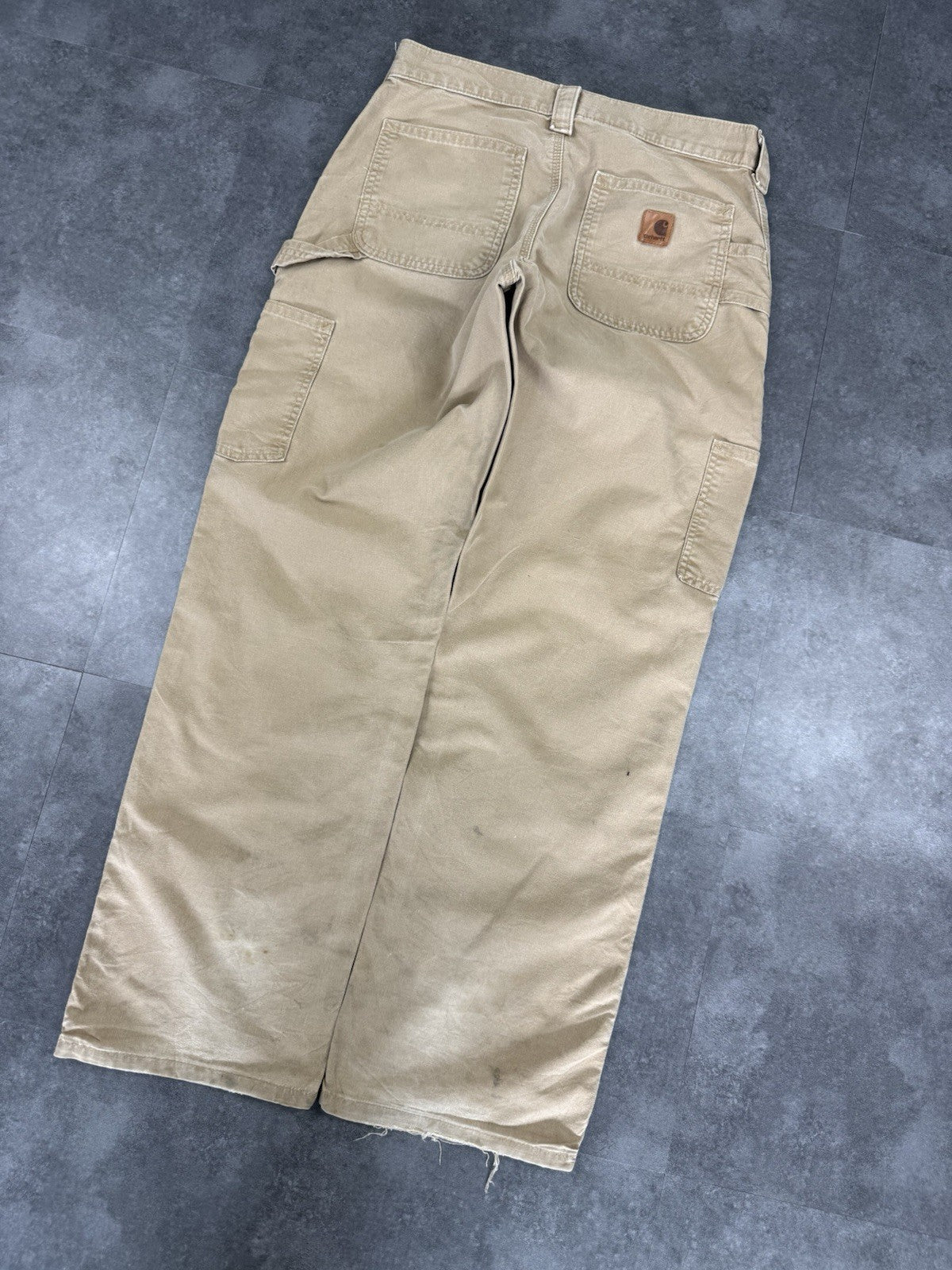 Vintage Carhartt Workwear Trousers Y2k 90s Cargo Pant Size 30w 30L Beige Mens