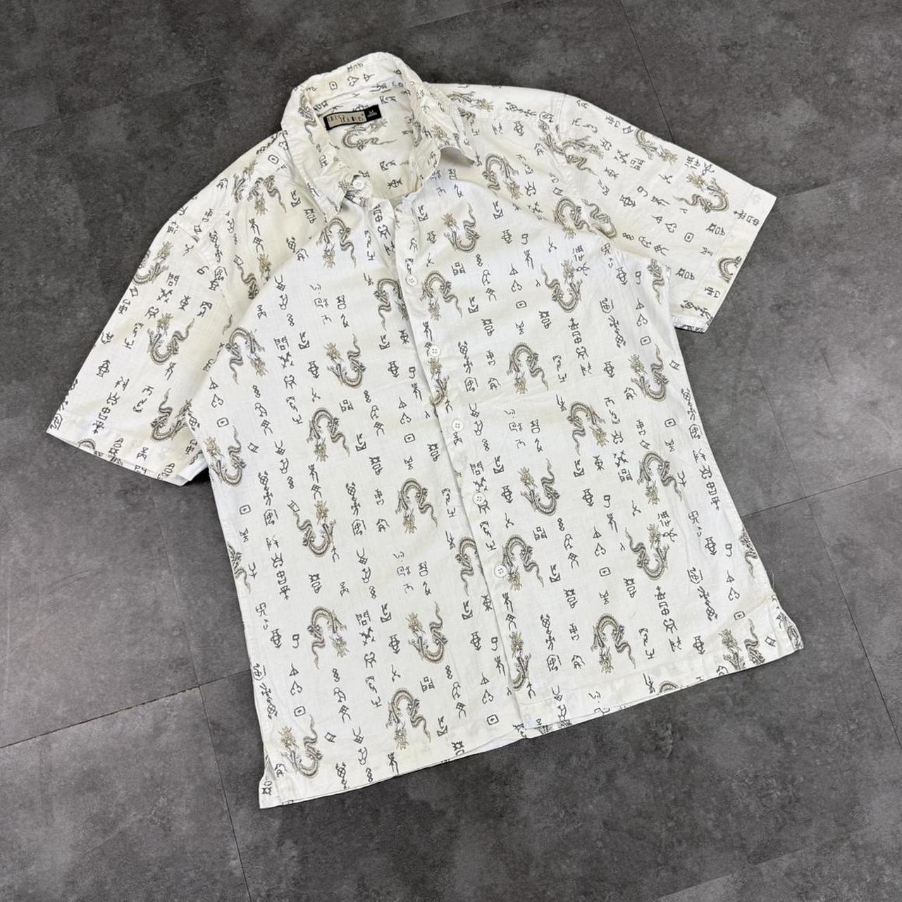 UKFO Club 2000s vintage 90s Y2K lightweight Summer flames hiphop Skater button down bowling Shirt