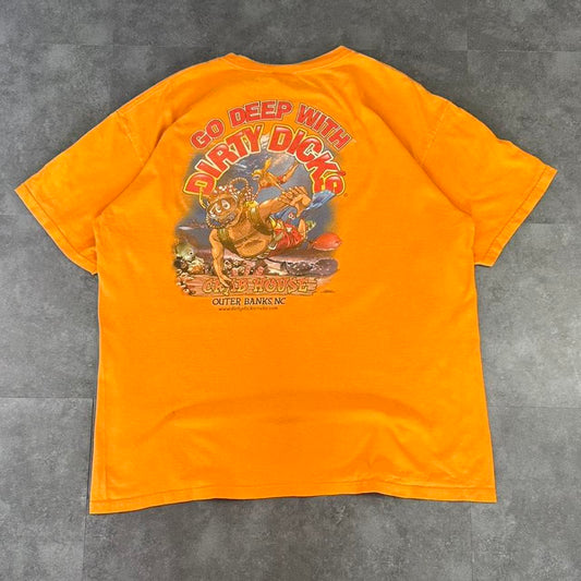 Anvil T 2000s Y2K logo print Dirty Dicks crab house logo