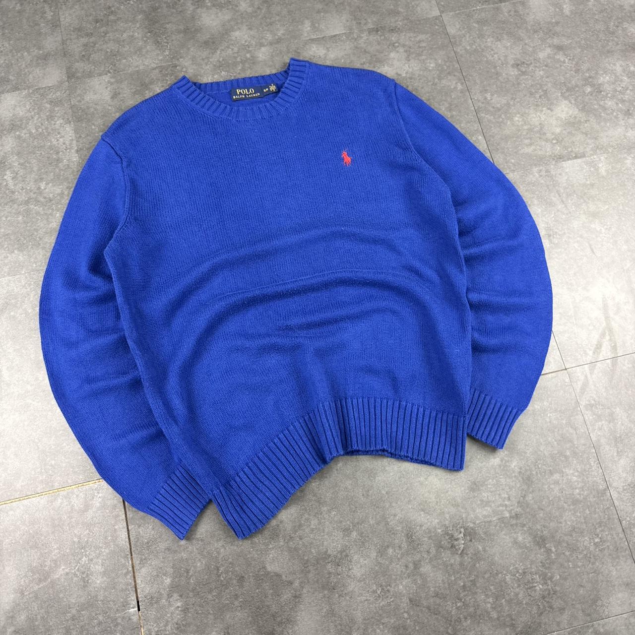 Polo Ralph Lauren 90s chunky knit knitted heavyweight blue jumper
