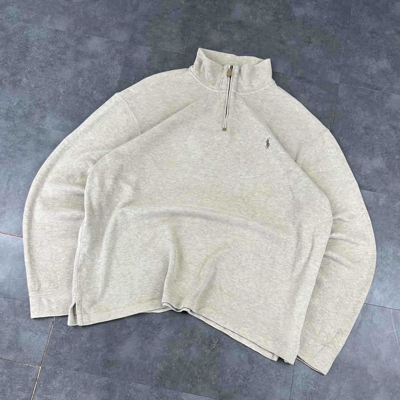 Polo Golf Ralph Lauren 90s chunky knit cream pullover rip knit quarter 1/4 zip jumper