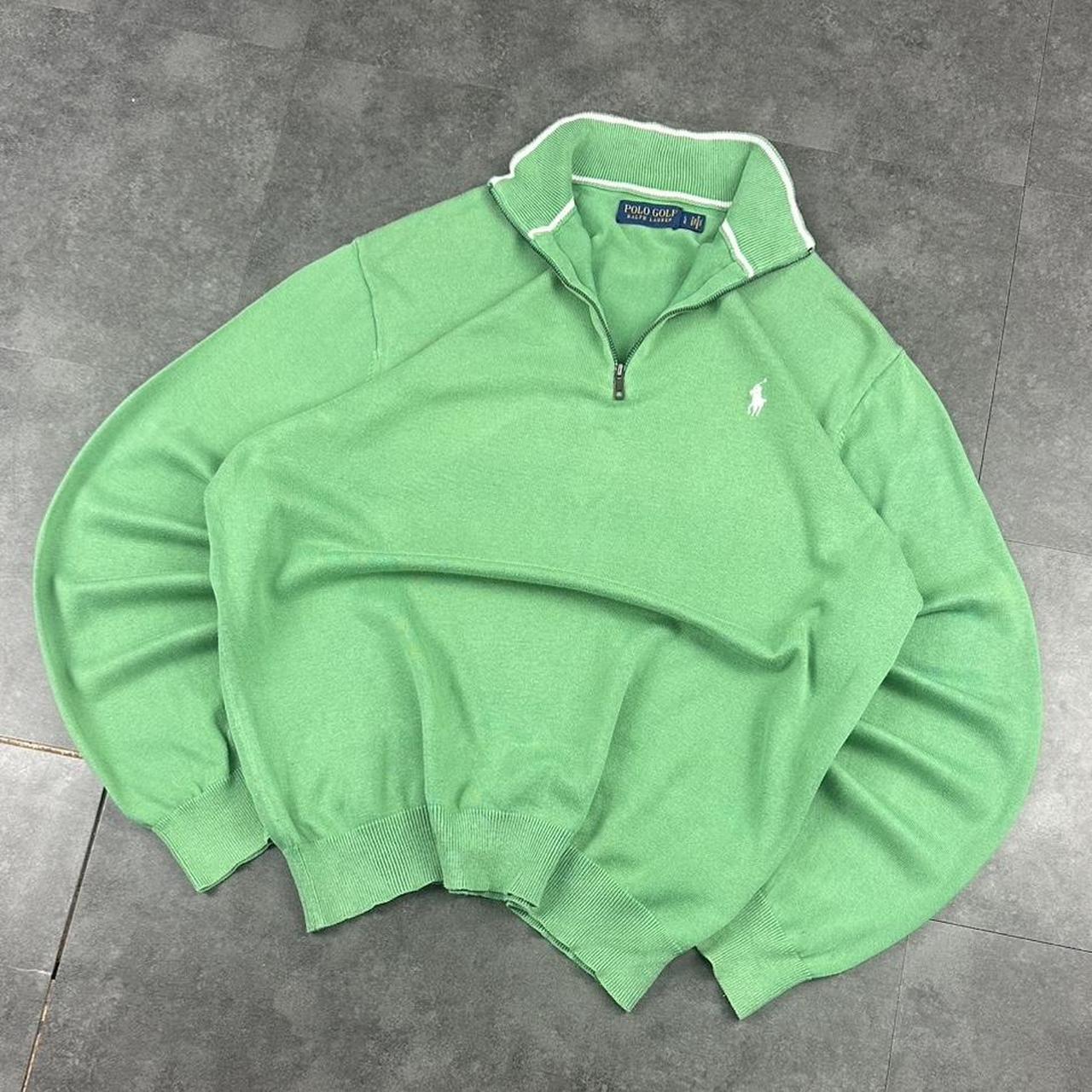 Polo Golf Ralph Lauren 90s chunky knit green pullover knit quarter 1/4 zip jumper