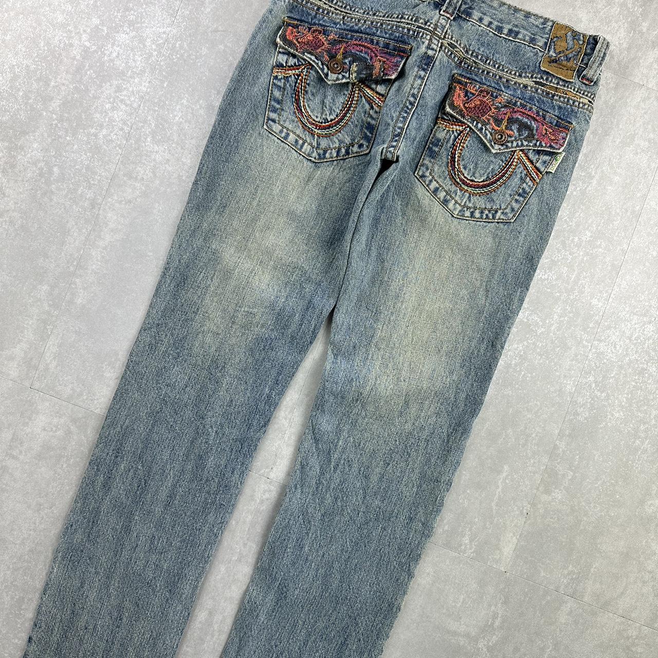 Japanese style 2000s big embroidered jeans