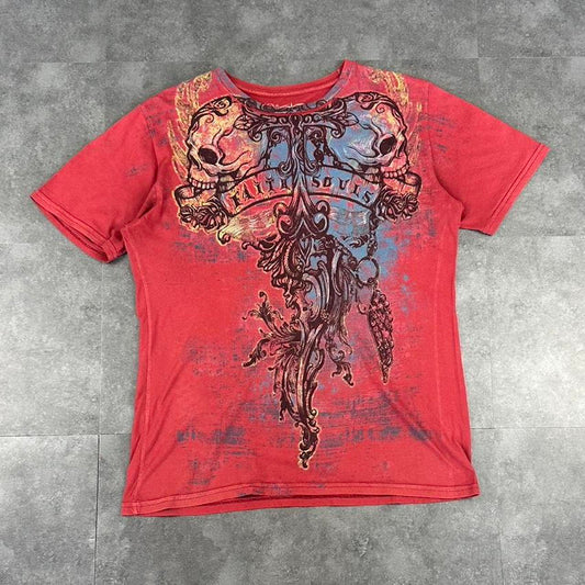 Anthem of Rock T 2000s Y2K logo Fire Skulls print Grunge design