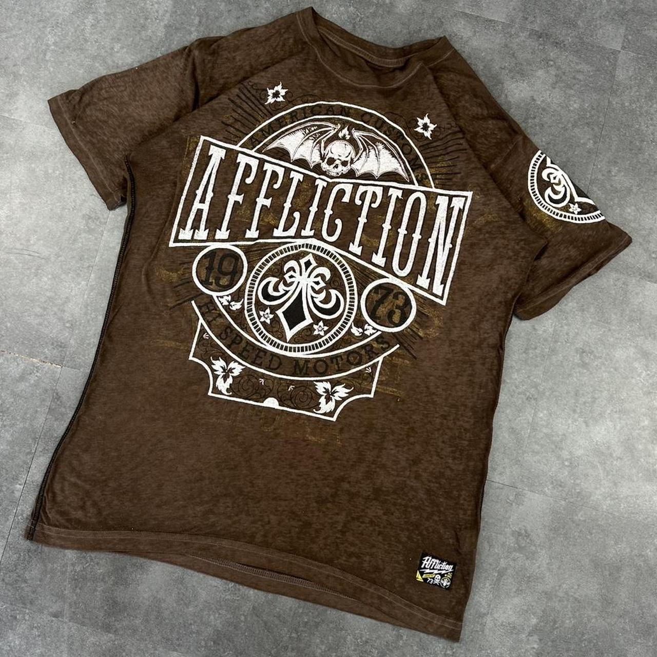 Affliction 2000s Skater Skateboard Logo Print graphic T shirt