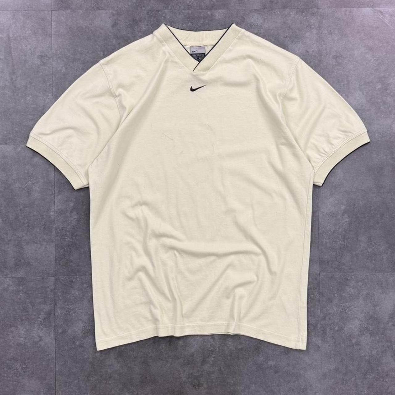 2000s Nike grey tab V neck football style T shirt