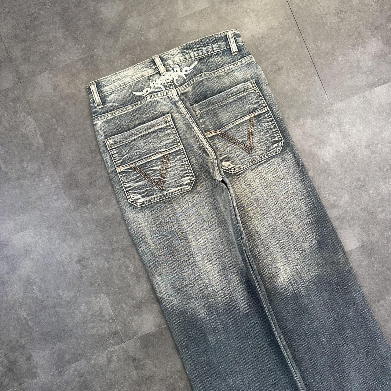 Japanese style hiphop 2000s embroidered jeans