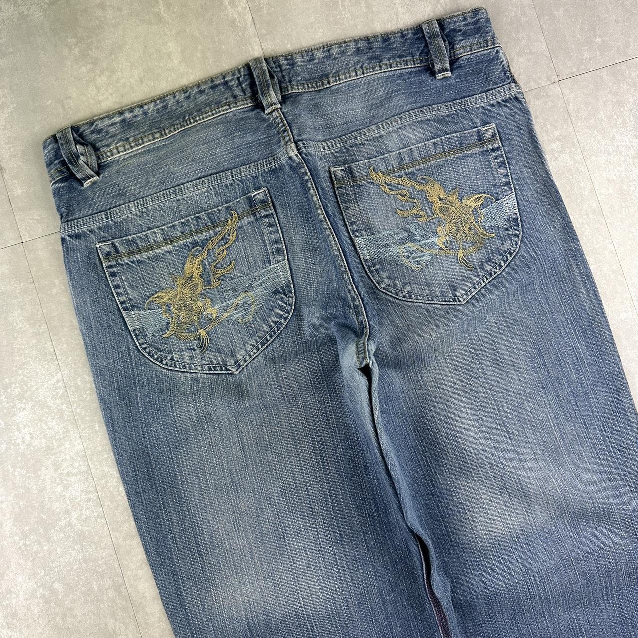 Reject hiphop jeans 2000s embroidered carpenter jeans