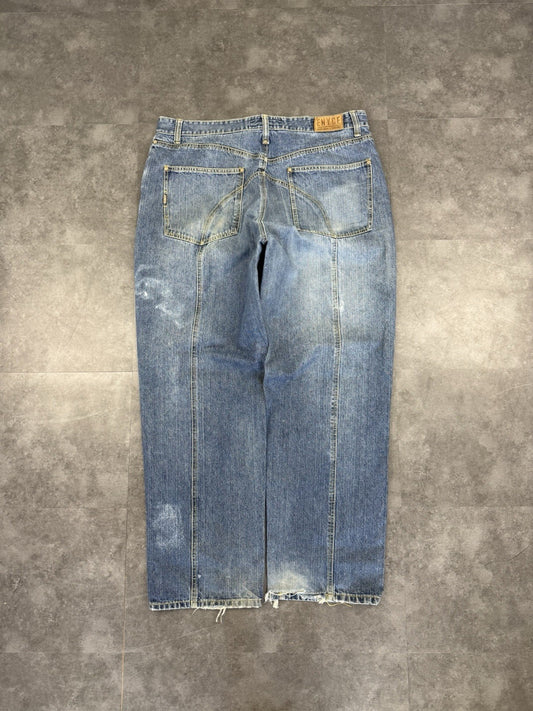 Eynce 2000s Hip Hop Grunge Baggy Jeans 90s Y2K Vintage Skate Jeans 40W 32L