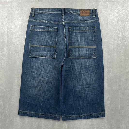 Royal Blue Grunge 2000s spellout carpenter style jorts