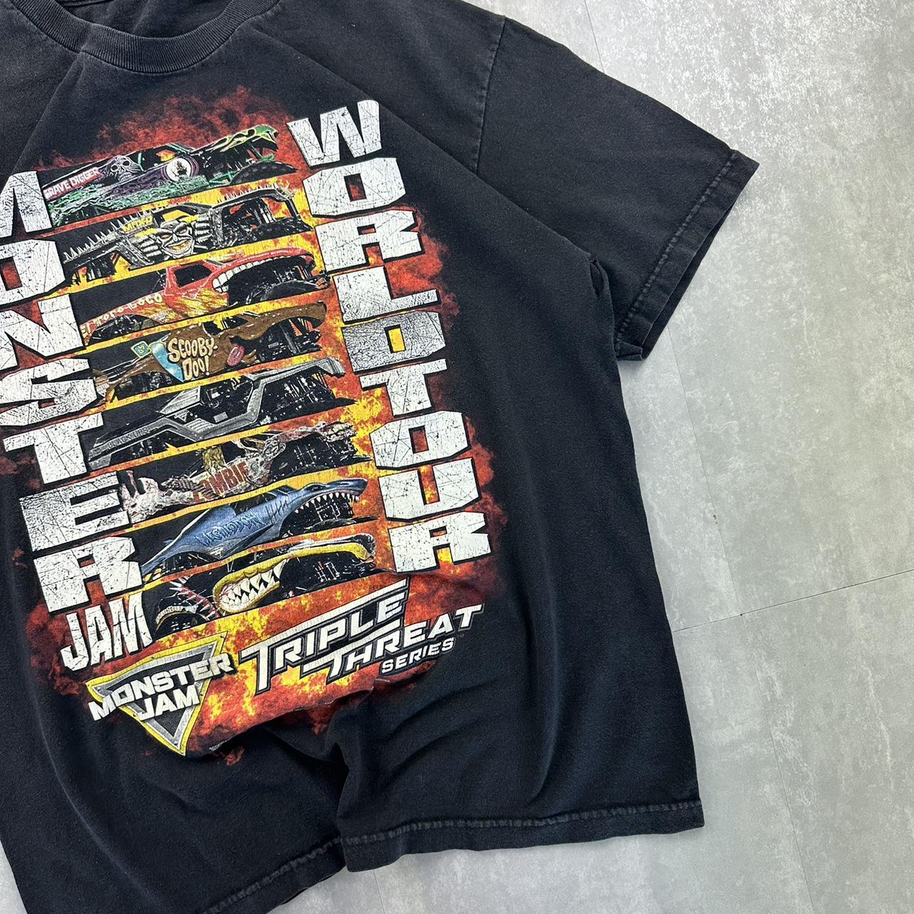 Monster Jam world tour 2000s spell out t shirt