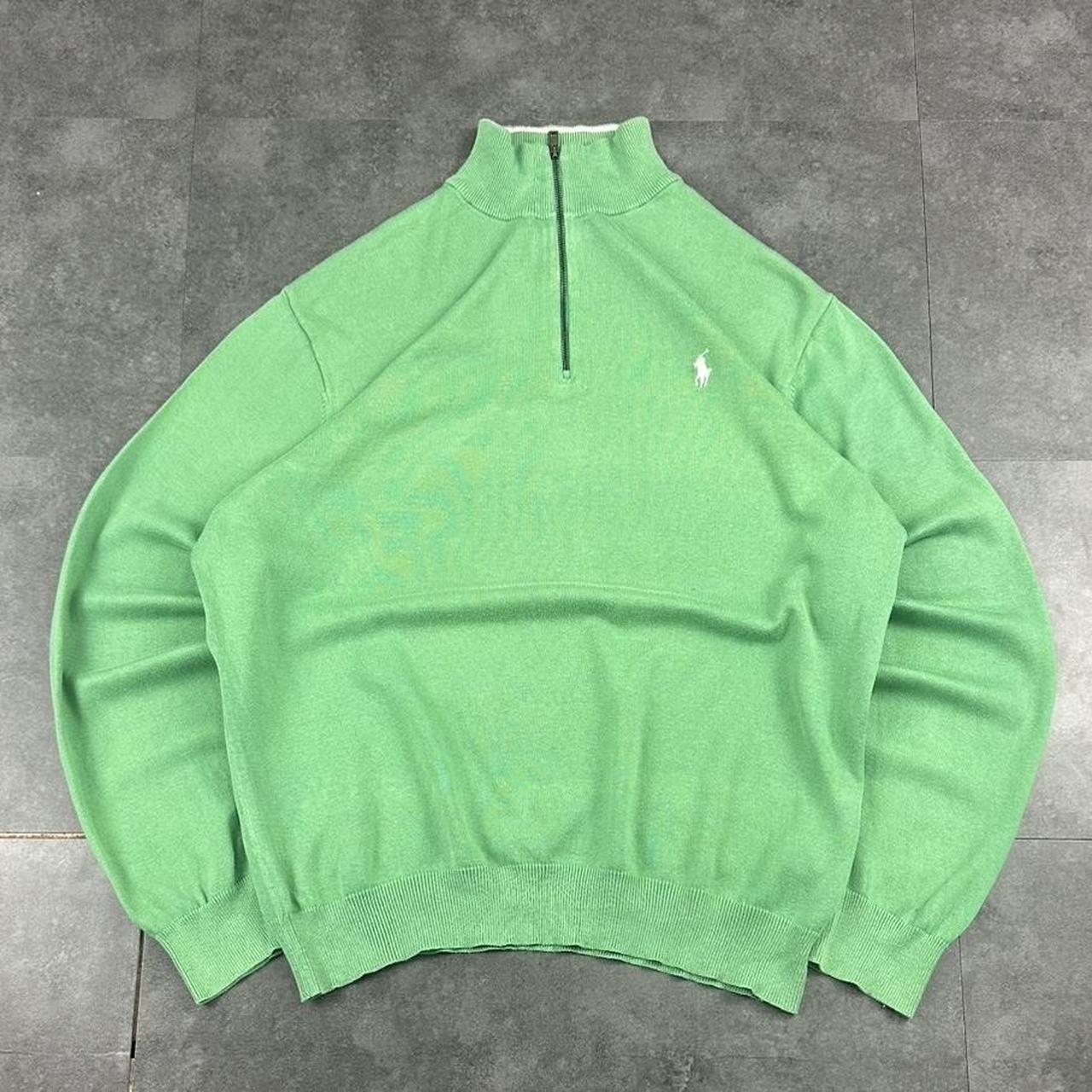Polo Golf Ralph Lauren 90s chunky knit green pullover knit quarter 1/4 zip jumper