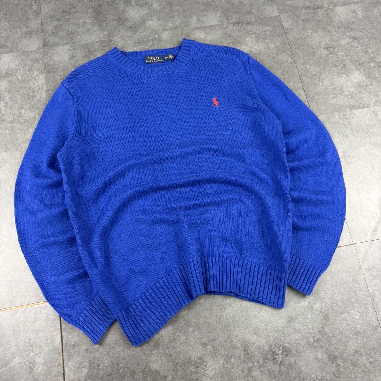 Polo Ralph Lauren 90s chunky knit knitted heavyweight blue jumper