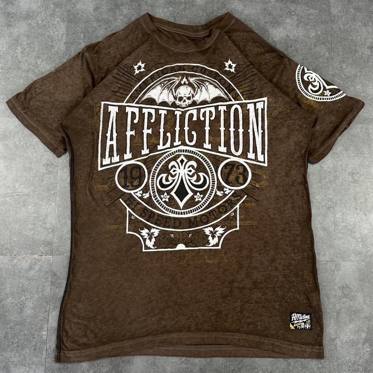 Affliction 2000s Skater Skateboard Logo Print graphic T shirt