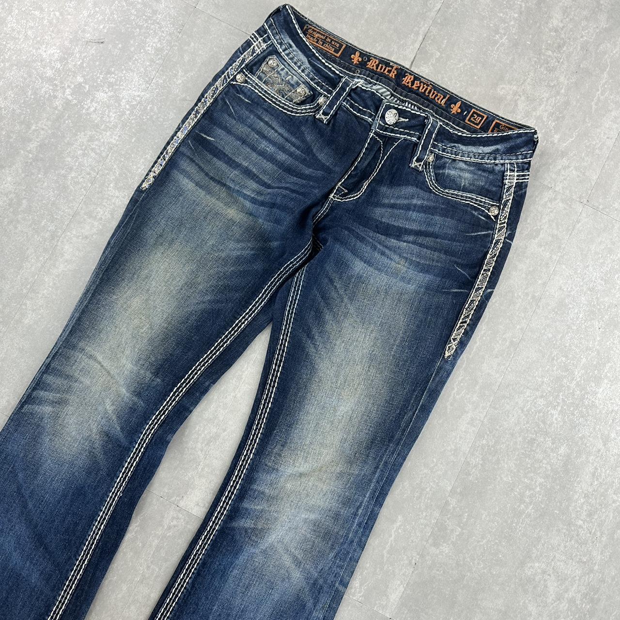 Rock revival 2000s flare fit y2k denim jeans