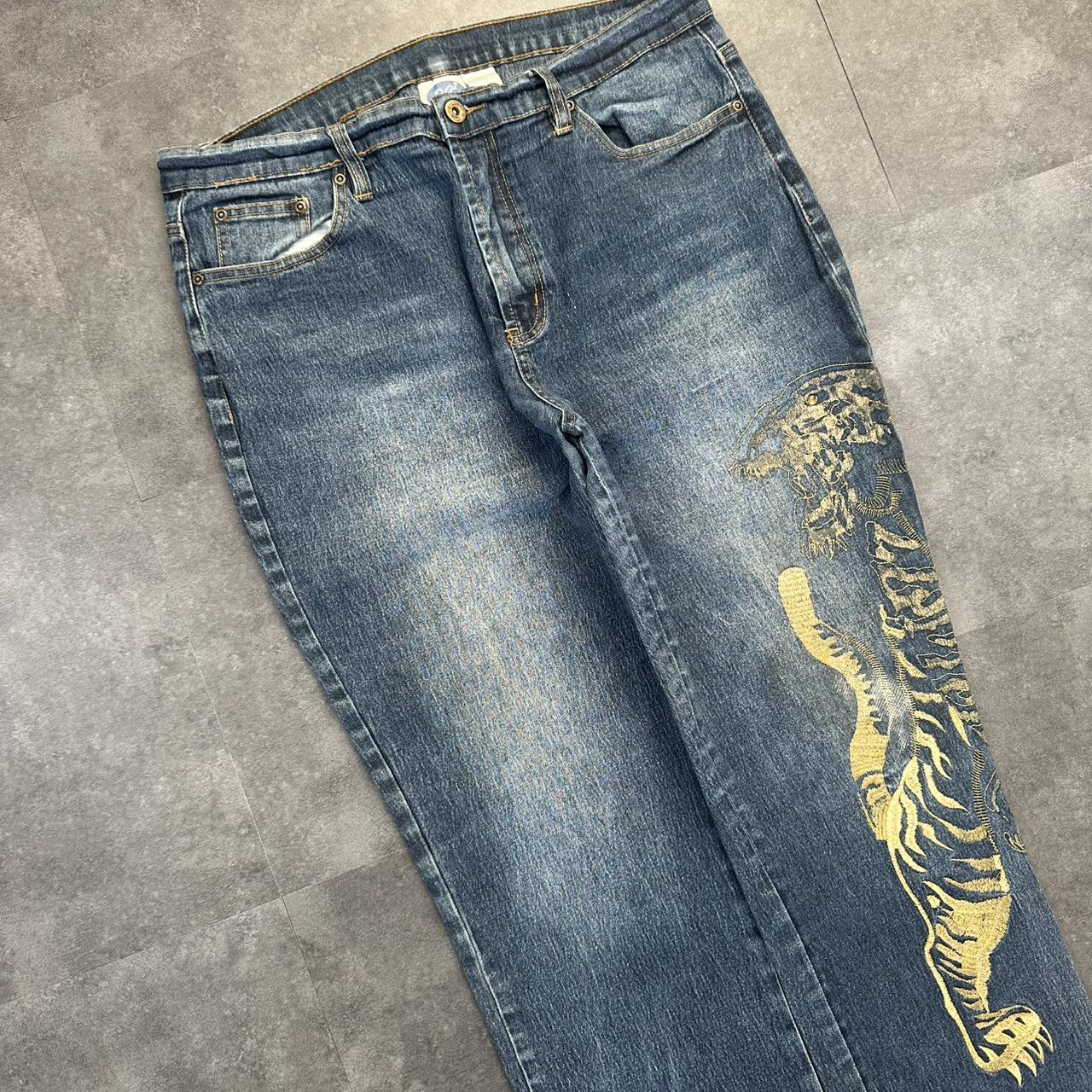 Japanese style hiphop 2000s embroidered jeans