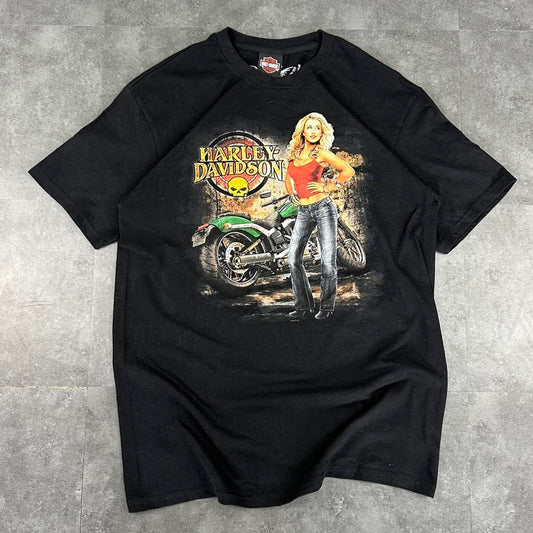 Harley Davidson 2000s biker motorcycle logo Spellout graphic T shirt