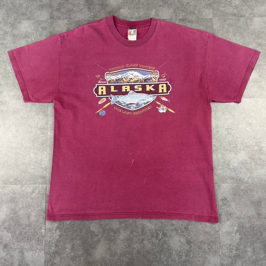 Hanes Beefy Alaska 2000s fishing graphic print T shirt