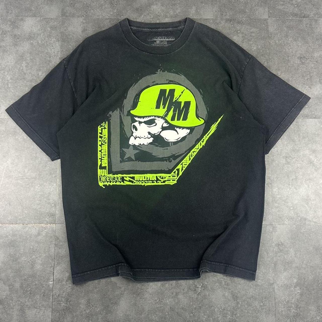 Metal Mulisha 2000s Print graphic Army Helmet Skull logo T shirt