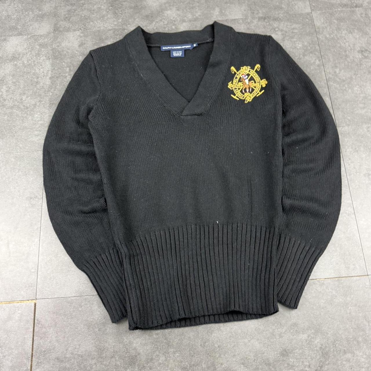 Polo Ralph Lauren 90s chunky knit big crest v-neck jumper